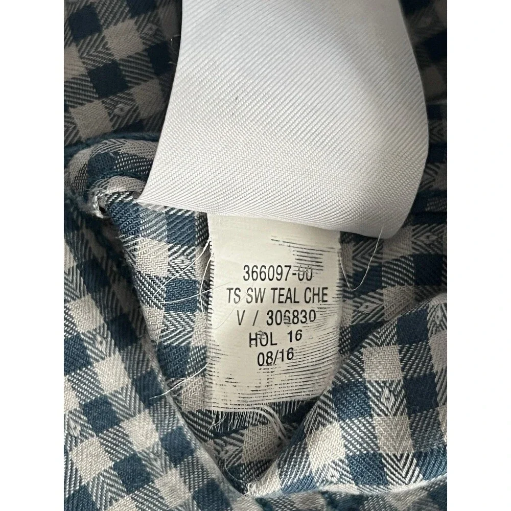 Banana Republic Soft Wash Tailored Slim Fit Shirt Mens L Teal Check Button Up